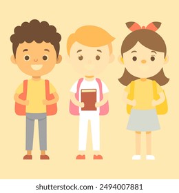 Smiling school children vector illustration  clipart  perfect for print ready designs.