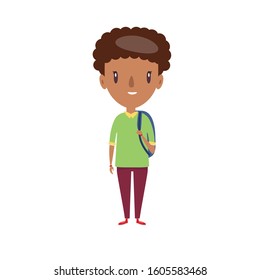 Smiling schoolboy. Cheerful elementary school student, kindergarten pupil cartoon character. Flat vector illustration.