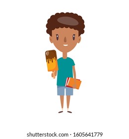 Smiling schoolboy. Cheerful elementary school student, kindergarten pupil cartoon character. Flat vector illustration.