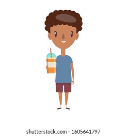 Smiling schoolboy. Cheerful elementary school student, kindergarten pupil cartoon character. Flat vector illustration.