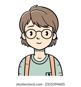 Smiling schoolboy with eyeglasses, joy in childhood icon isolated
