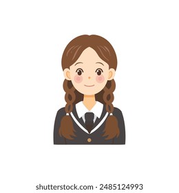 Smiling Schoolgirl with Braids in Uniform. Vector illustration design.