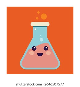 Smiling Science Beaker Chemistry Lab Cartoon Icon