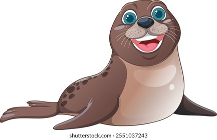 Smiling seal with big eyes and whiskers