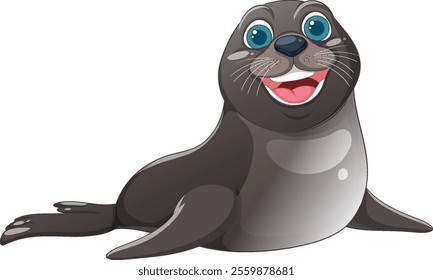 Smiling seal with big eyes and whiskers