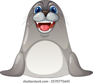 Smiling seal with big eyes and whiskers