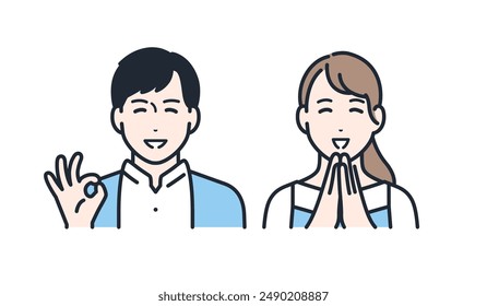 Smiling secure happy young couple Icon