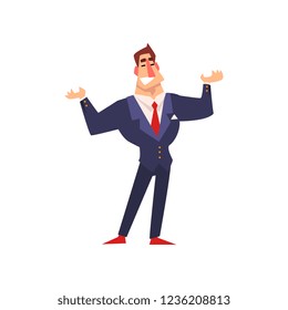 Smiling self confident businessman character cartoon vector Illustration on a white background