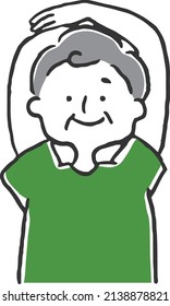 A smiling senior man stretching