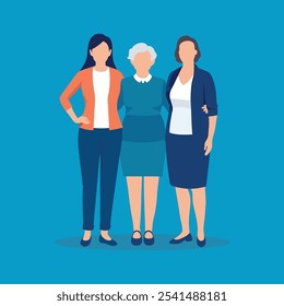 Smiling senior middle-aged woman, elderly mother and daughter isolated flat vector illustration