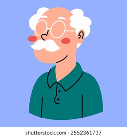 Smiling Senior Old Man Ilustração plana
