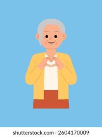  smiling senior woman doing hand heart illustration