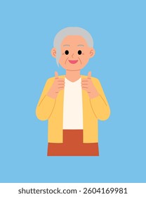smiling senior woman doing thumbs up illustration