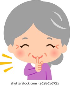 Smiling senior woman with index finger in front of her mouth