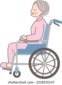 Smiling senior woman in wheelchair vector illustration