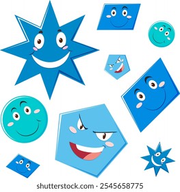 Smiling shapes in a seamless vector design