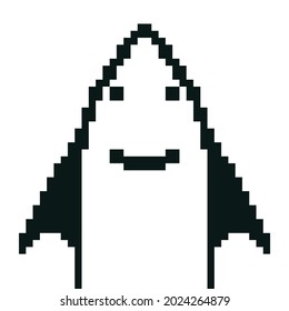 Smiling shark black pixel art 