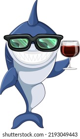 Smiling shark cartoon character illustration