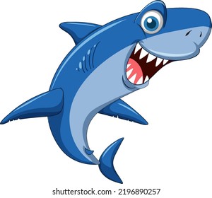 Smiling shark cartoon character illustration