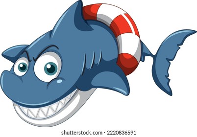 Smiling shark cartoon character illustration