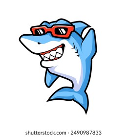 Smiling Shark Cartoon Mascot Character With Sunglasses