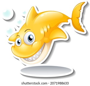 Smiling shark cartoon sticker illustration