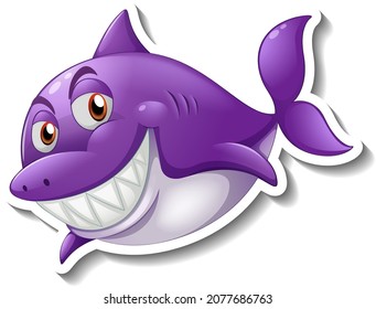 Smiling shark cartoon sticker illustration