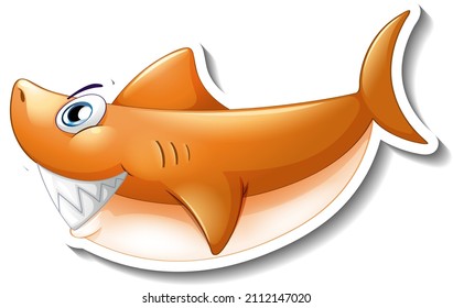 Smiling shark cartoon sticker illustration