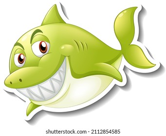 Smiling shark cartoon sticker illustration