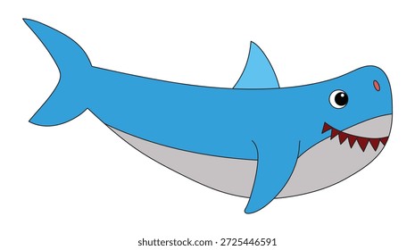 Tiburón sonriente aislado en el fondo blanco