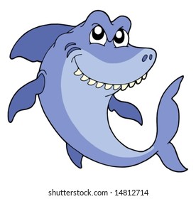 Smiling shark on white background - vector illustration.