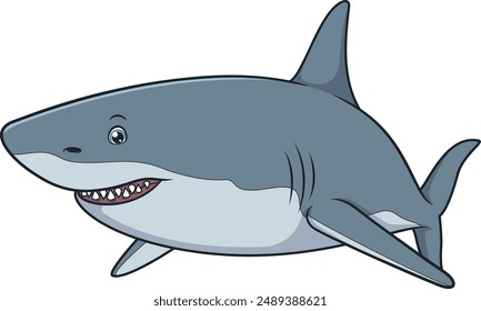 Smiling shark with sharp teeth vector illustration