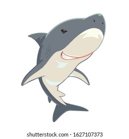 Smiling shark. Vector illustration on white background.