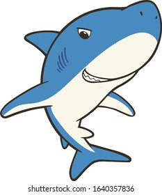 Smiling shark. Vector illustration on white background.