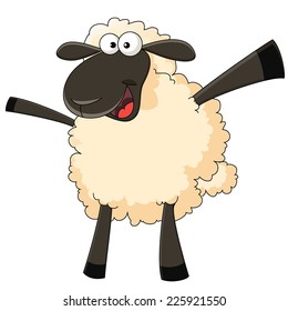 Smiling sheep cartoon as symbol happy new year 2015