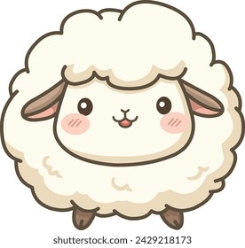 Smiling sheep lamb in a kawaii style