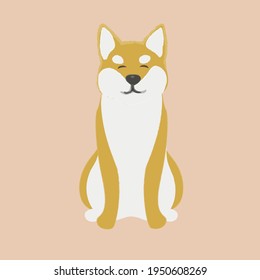 Smiling shiba inu dog, illustration.