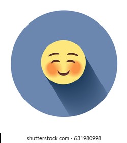 Smiling Shy emoticon with happy eyes in trendy flat style. Pink cheeks vector illustration. Viber. Whatsup.