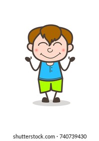 Smiling Shy Kid Face - Cute Cartoon Boy Illustration