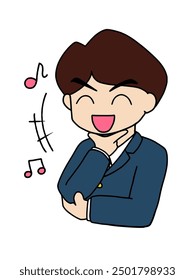 Smiling and shy office worker with a parted hairstyle
