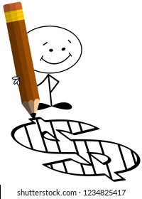 Smiling sick man holding pencil with markings