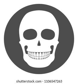 Smiling skull in circle. Vector icon.