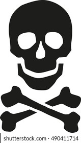 Smiling skull with crossbones