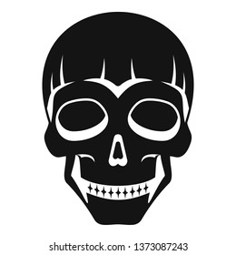 Smiling skull head icon. Simple illustration of smiling skull head vector icon for web design isolated on white background