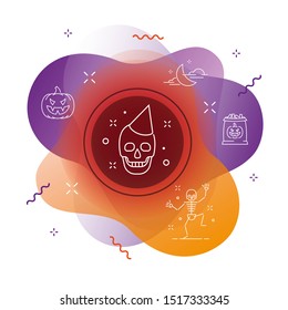 Smiling skull icon on Modern background - Happy halloween icons - Editable stroke