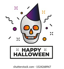 Smiling skull illustration - Happy halloween icon	