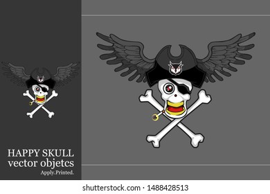 Smiling skull pirates vector logo. This design can use on a shirt also other platform.