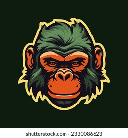 smiling sleepy monkey Gorilla head logo mascot, for tshirt, cover, esport, badge, emblem