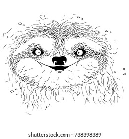 Smiling sloth linear graphic sketch