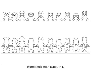 smiling small dogs and cats border set, front and back